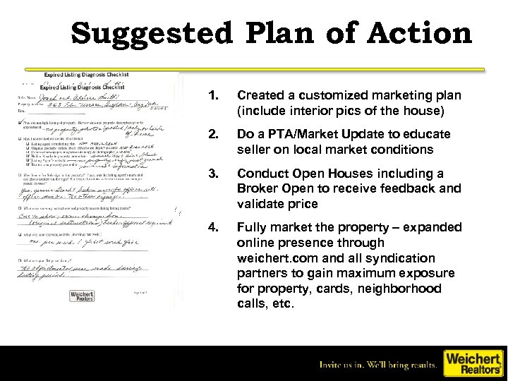 Suggested Plan of Action 1. Created a customized marketing plan (include interior pics of