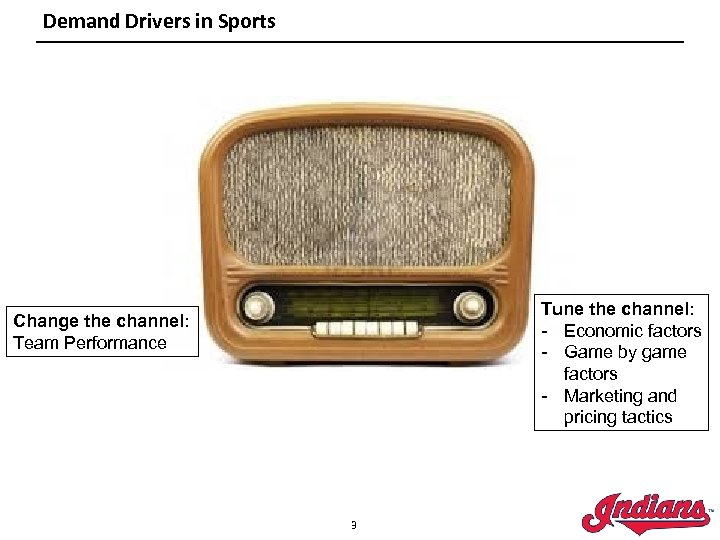 Demand Drivers in Sports Tune the channel: - Economic factors - Game by game