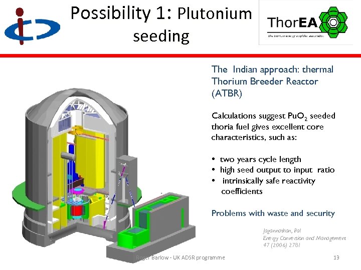 Possibility 1: Plutonium seeding The Indian approach: thermal Thorium Breeder Reactor (ATBR) Calculations suggest