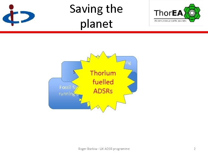 Saving the planet Global warming due to CO 2 Safety Thorium emissions Nuclear Waste