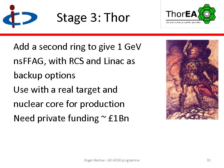 Stage 3: Thor Add a second ring to give 1 Ge. V ns. FFAG,