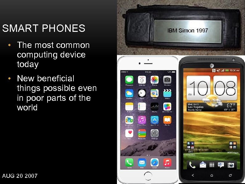 SMART PHONES IBM Simon 1997 • The most common computing device today • New