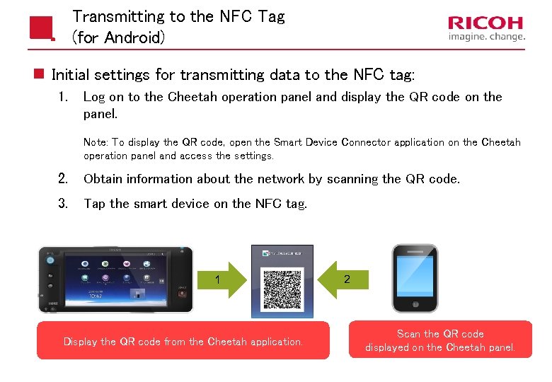 Transmitting to the NFC Tag (for Android) n Initial settings for transmitting data to