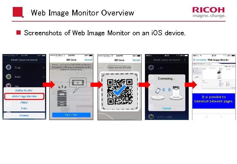 Web Image Monitor Overview n Screenshots of Web Image Monitor on an i. OS