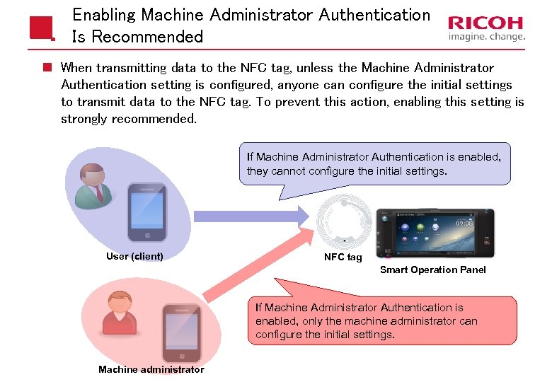 Enabling Machine Administrator Authentication Is Recommended n When transmitting data to the NFC tag,