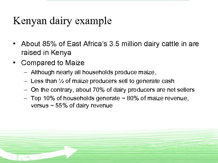 Kenyan dairy example • About 85% of East Africa’s 3. 5 million dairy cattle