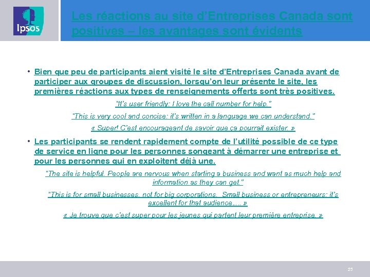 Les réactions au site d’Entreprises Canada sont positives – les avantages sont évidents •