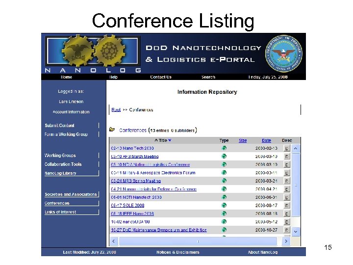 Conference Listing 15 
