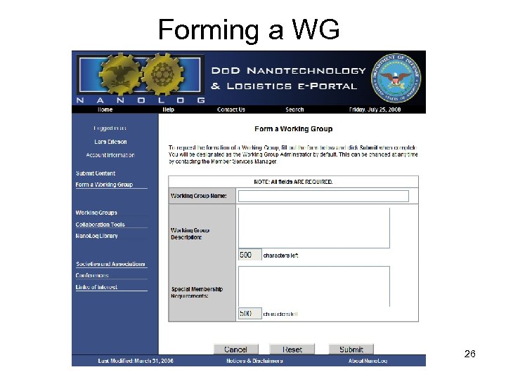 Forming a WG 26 