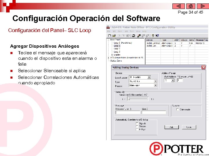 Configuración Operación del Software Configuración del Panel– SLC Loop Agregar Dispositivos Análogos n Teclee