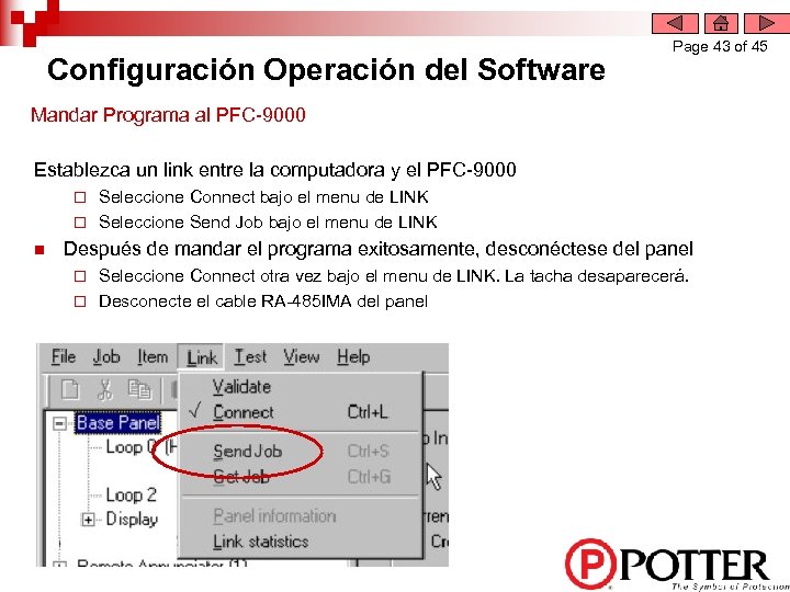 Configuración Operación del Software Page 43 of 45 Mandar Programa al PFC-9000 Establezca un