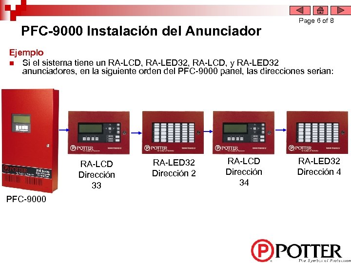 PFC-9000 Instalación del Anunciador Page 6 of 8 Ejemplo n Si el sistema tiene