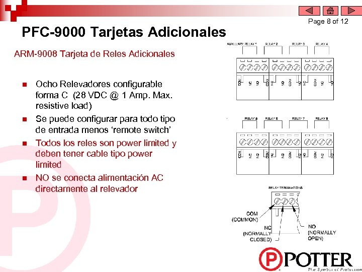 PFC-9000 Tarjetas Adicionales ARM-9008 Tarjeta de Reles Adicionales n n Ocho Relevadores configurable forma