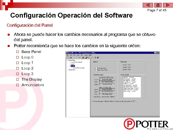 Configuración Operación del Software Page 7 of 45 Configuración del Panel n n Ahora