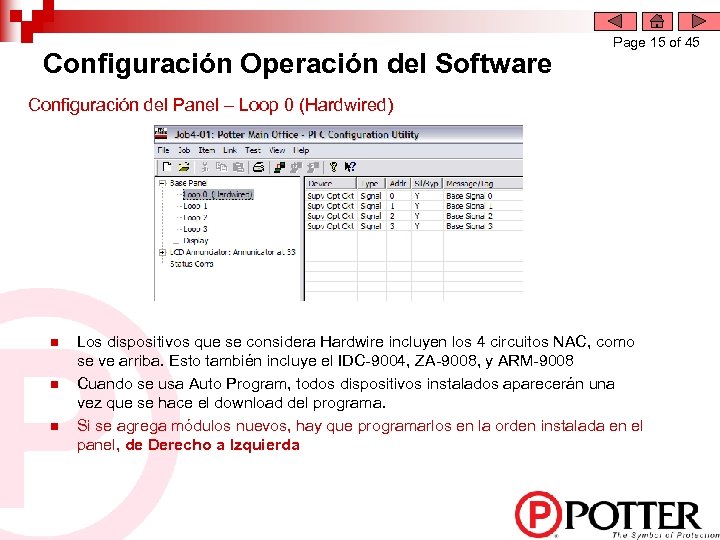 Configuración Operación del Software Page 15 of 45 Configuración del Panel – Loop 0