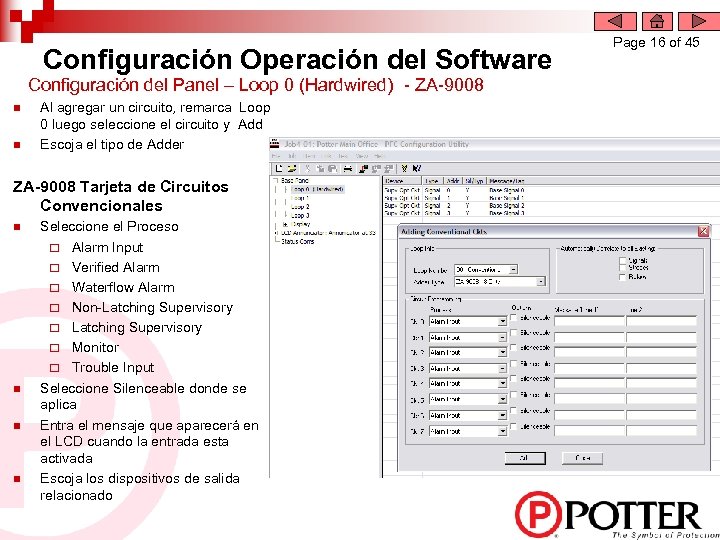 Configuración Operación del Software Configuración del Panel – Loop 0 (Hardwired) - ZA-9008 n