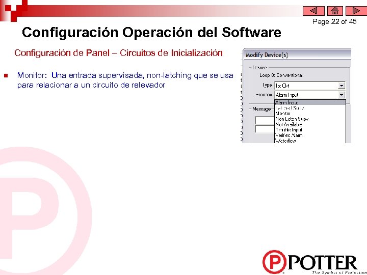 Configuración Operación del Software Configuración de Panel – Circuitos de Inicialización n Monitor: Una