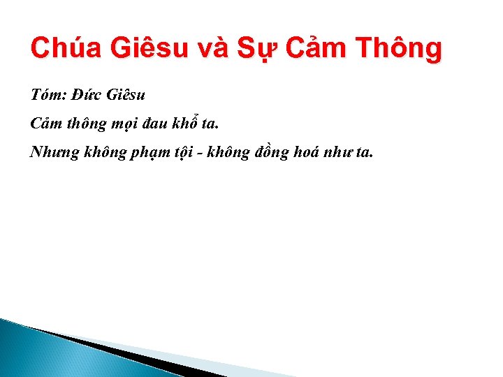 Chúa Giêsu và Sự Cảm Thông Tóm: Đức Giêsu Cảm thông mọi đau khổ