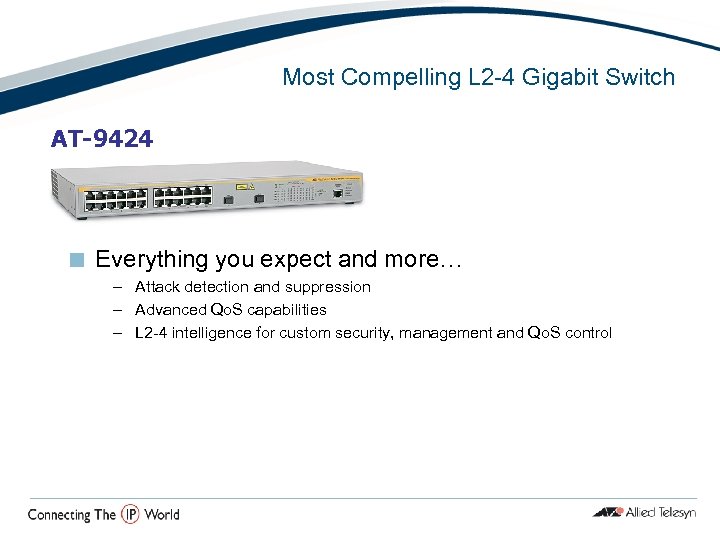 Most Compelling L 2 -4 Gigabit Switch AT-9424 ¢ Everything you expect and more…