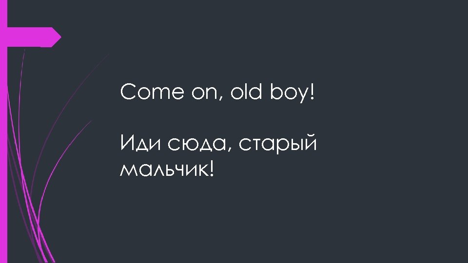 Come on, old boy! Иди сюда, старый мальчик! 