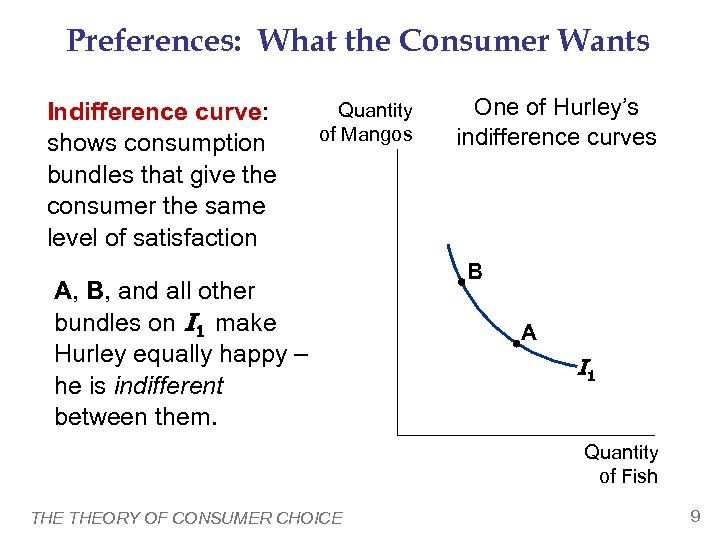 Preferences: What the Consumer Wants Indifference curve: shows consumption bundles that give the consumer