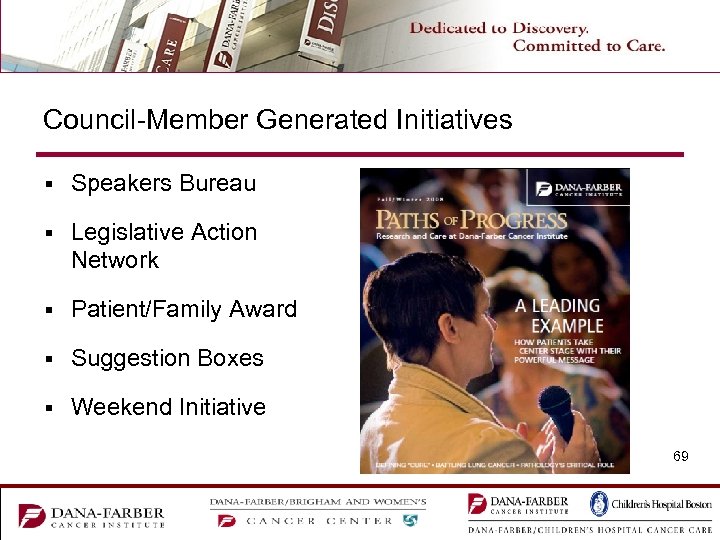 Council-Member Generated Initiatives § Speakers Bureau § Legislative Action Network § Patient/Family Award §