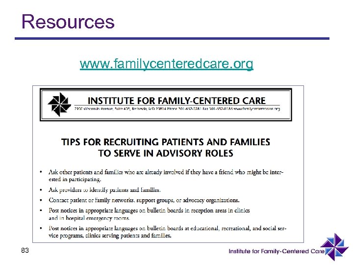 Resources www. familycenteredcare. org 83 