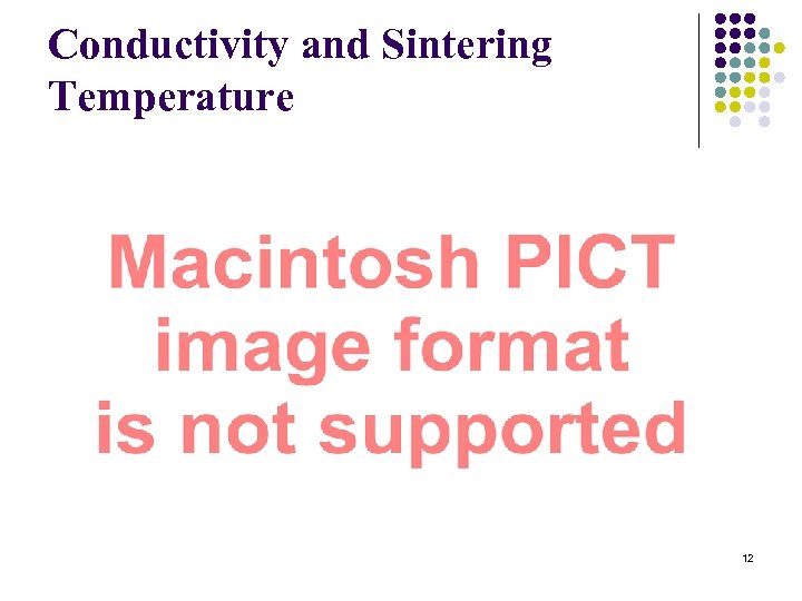 Conductivity and Sintering Temperature 12 