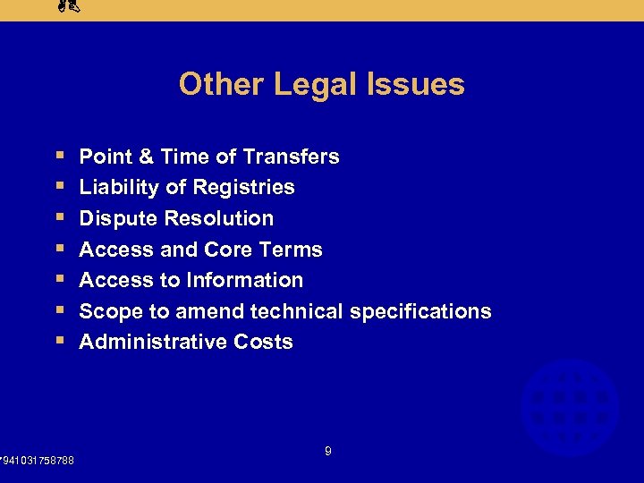 AB Other Legal Issues § § § § 7941031758788 Point & Time of Transfers