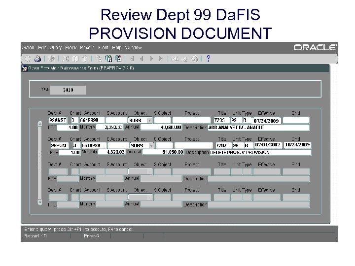 Review Dept 99 Da. FIS PROVISION DOCUMENT 2010 07/24/2009 07/01/2007 10/24/2009 