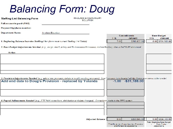 Balancing Form: Doug Resource Management and Planning & Payroll Division 119 
