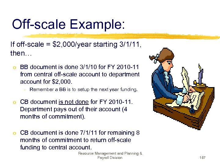 Off-scale Example: If off-scale = $2, 000/year starting 3/1/11, then… o BB document is