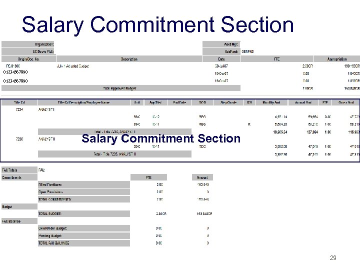 Salary Commitment Section 01234567890 Salary Commitment Section 29 