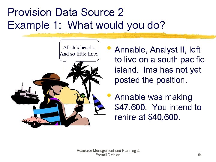 Provision Data Source 2 Example 1: What would you do? All this beach. .