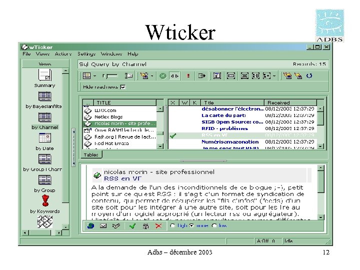 Wticker Adbs – décembre 2003 12 