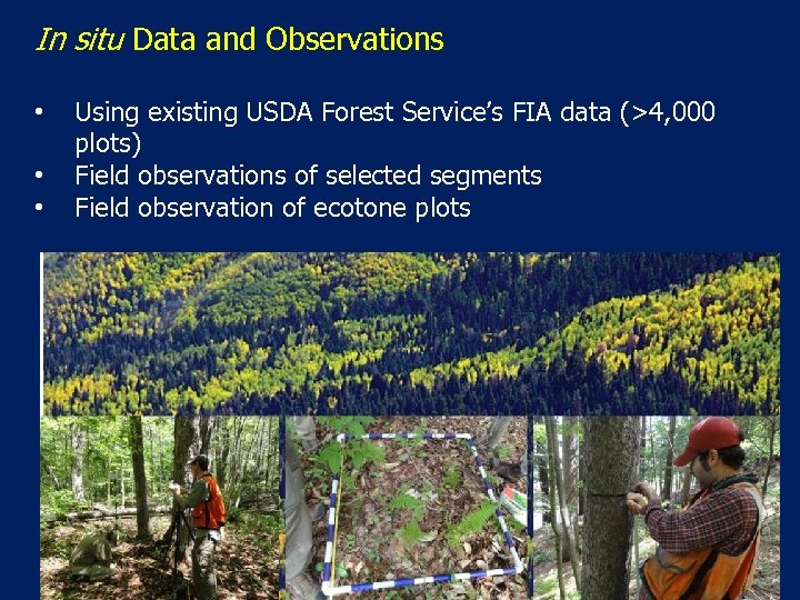 In situ Data and Observations • • • Using existing USDA Forest Service’s FIA