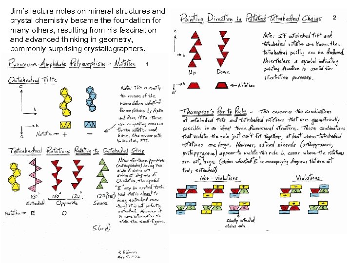 Jim’s lecture notes on mineral structures and crystal chemistry became the foundation for many