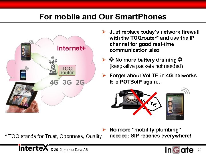 For mobile and Our Smart. Phones Internet+ Ø Just replace today’s network firewall with