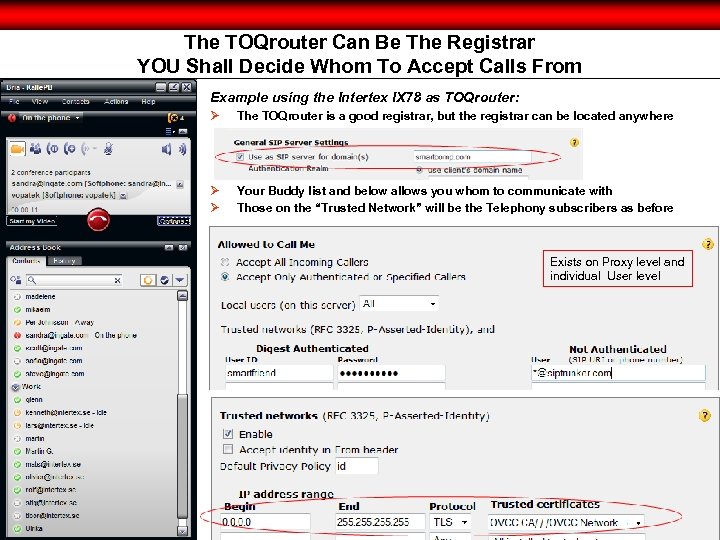 The TOQrouter Can Be The Registrar YOU Shall Decide Whom To Accept Calls From