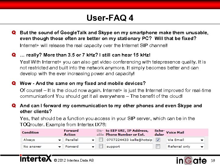 User-FAQ 4 Q But the sound of Google. Talk and Skype on my smartphone