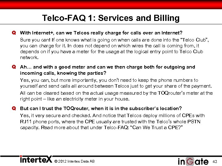 Telco-FAQ 1: Services and Billing Q With Internet+, can we Telcos really charge for