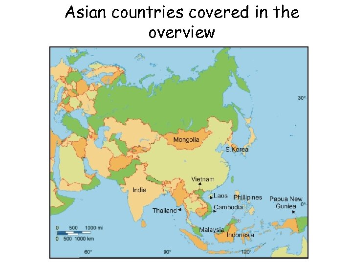 Asian countries covered in the overview 