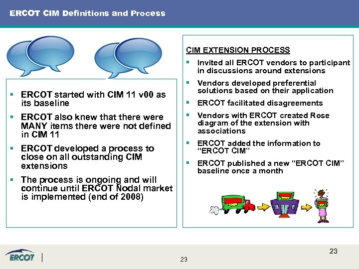 ERCOT CIM Definitions and Process CIM EXTENSION PROCESS § Invited all ERCOT vendors to