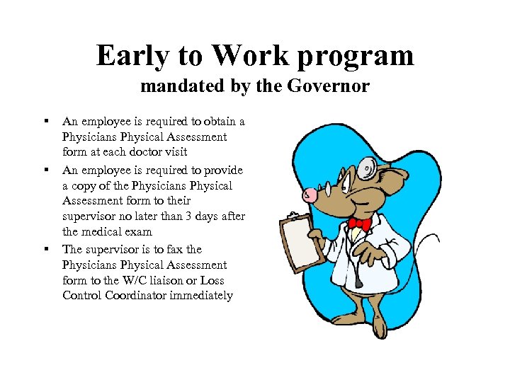 Early to Work program mandated by the Governor § § § An employee is