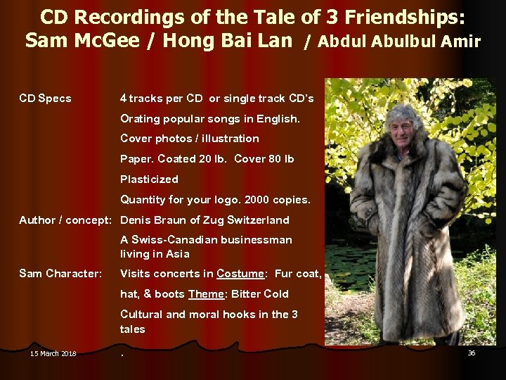 CD Recordings of the Tale of 3 Friendships: Sam Mc. Gee / Hong Bai