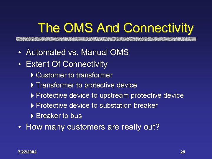The OMS And Connectivity • Automated vs. Manual OMS • Extent Of Connectivity 4