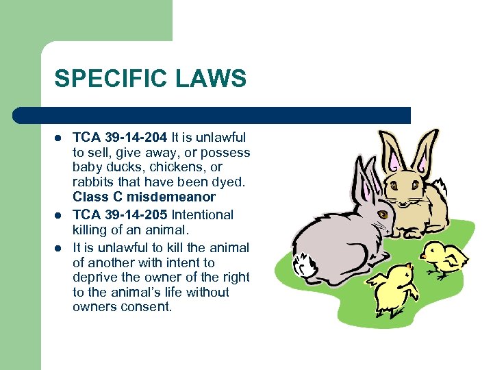 SPECIFIC LAWS l l l TCA 39 -14 -204 It is unlawful to sell,