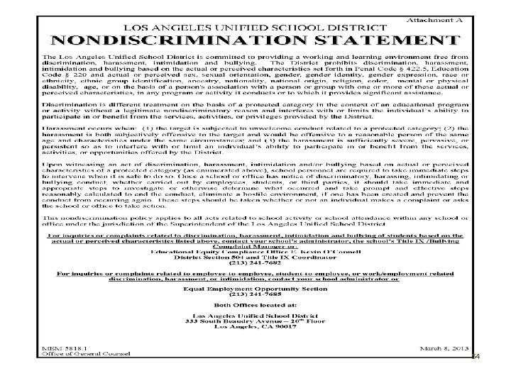 Nondiscrimination Information & Sexual Harassment Policy Required Notices: 54 