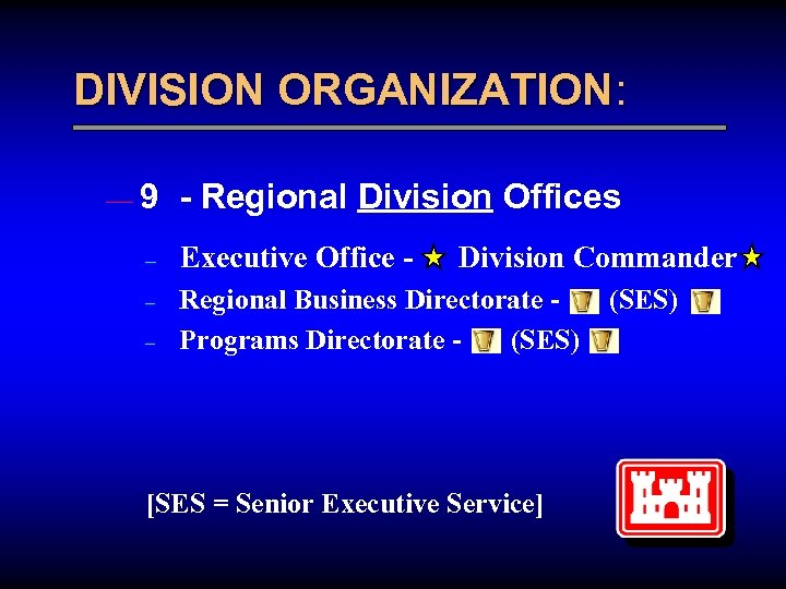 DIVISION ORGANIZATION: — 9 - Regional Division Offices – Executive Office - – Regional