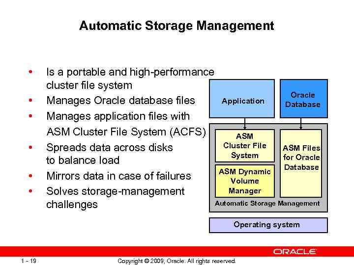 Automatic Storage Management • • • Is a portable and high-performance cluster file system